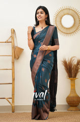 Outstanding Rama Color Jacquard Silk Saree