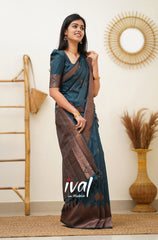 Outstanding Rama Color Jacquard Silk Saree