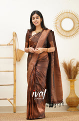 Outstanding Coffee Color Jacquard Silk Saree