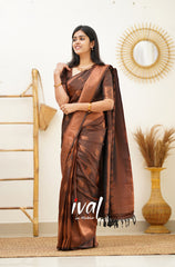 Outstanding Coffee Color Jacquard Silk Saree