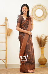 Outstanding Coffee Color Jacquard Silk Saree