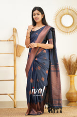 Outstanding Blue Color Jacquard Silk Saree