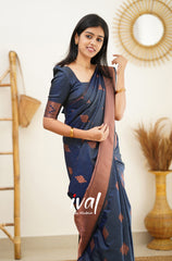 Outstanding Blue Color Jacquard Silk Saree