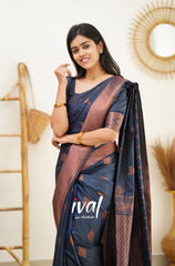 Outstanding Blue Color Jacquard Silk Saree