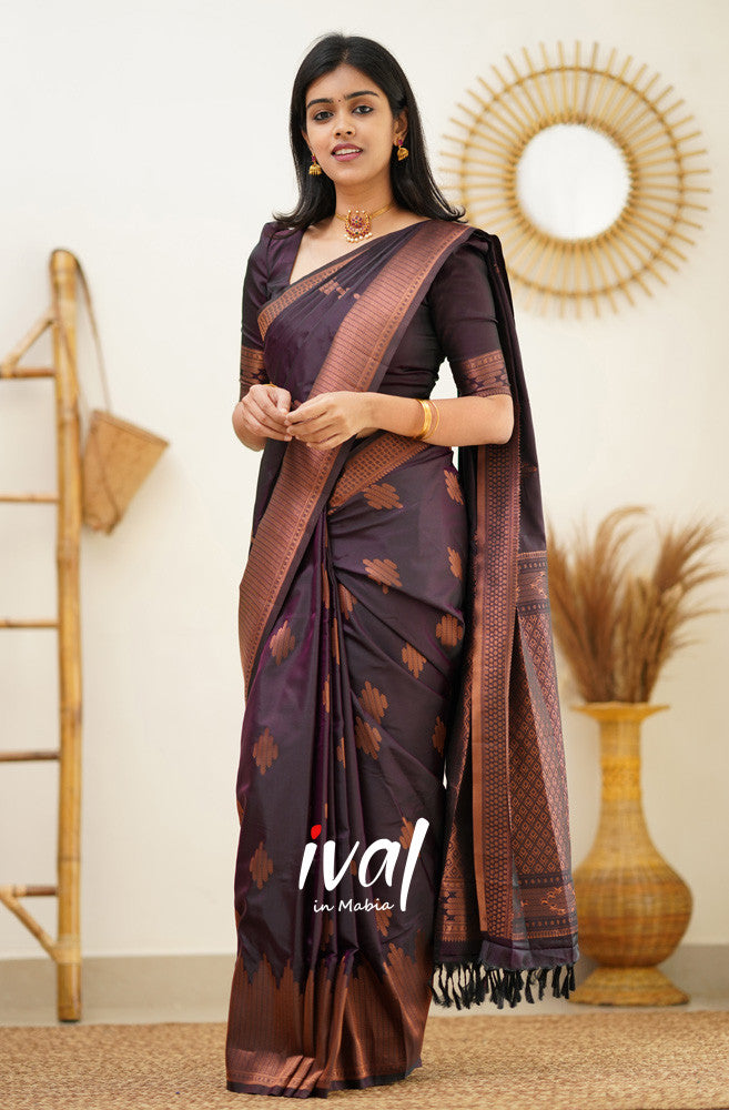 Outstanding Purple Color Jacquard Silk Saree