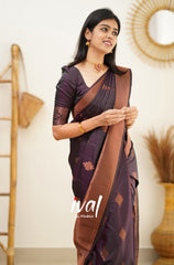 Outstanding Purple Color Jacquard Silk Saree