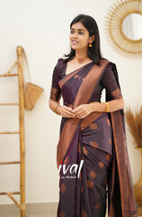 Outstanding Purple Color Jacquard Silk Saree