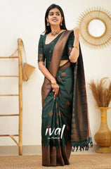 Outstanding Green Color Jacquard Silk Saree