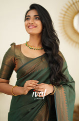 Engagement Wear Green Color Jacquard Silk Saree