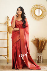 Engagement Wear Red Color Jacquard Silk Saree