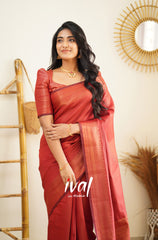 Engagement Wear Red Color Jacquard Silk Saree