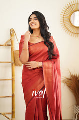 Engagement Wear Red Color Jacquard Silk Saree