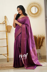 Engagement Wear Wine Color Jacquard Silk Saree