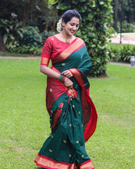 Delightful Green Color Jacquard Work Silk Saree