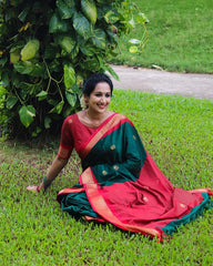 Delightful Green Color Jacquard Work Silk Saree