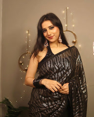 Charming Black Color Georgette Saree