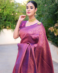 Flattering Purple Color Jacquard Work Silk Saree