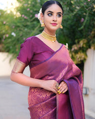 Flattering Purple Color Jacquard Work Silk Saree