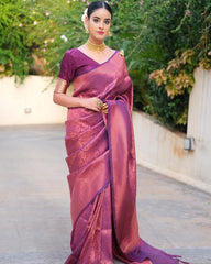 Flattering Purple Color Jacquard Work Silk Saree