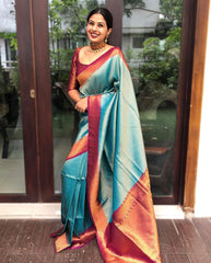 Celebrate Jacquard Brown Color Silk Saree