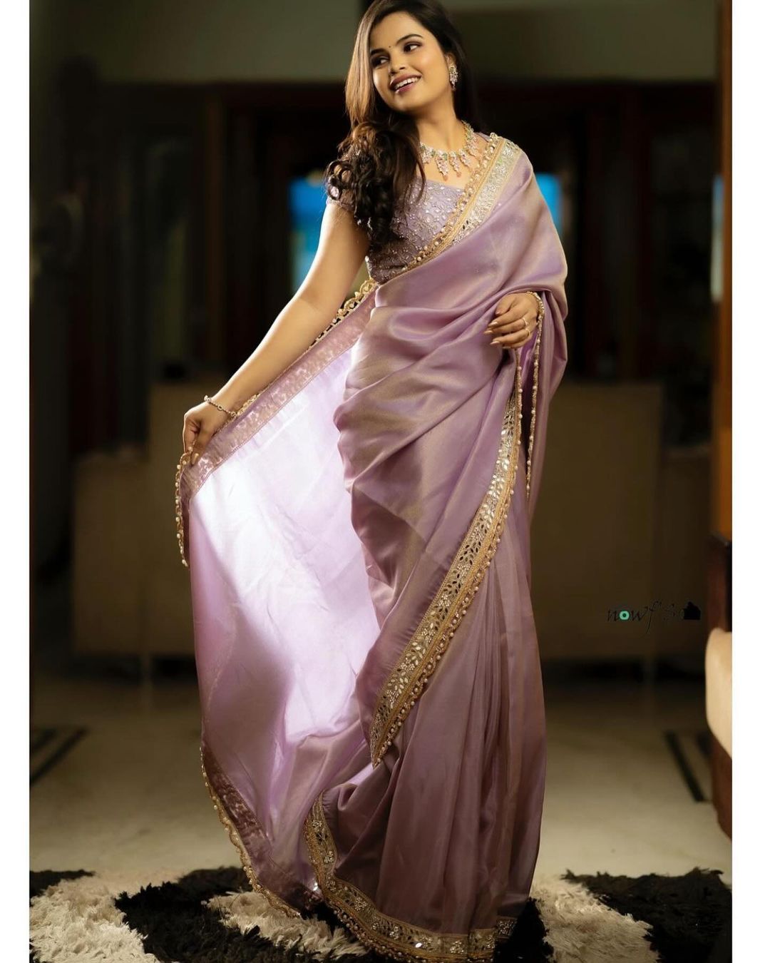 Designer Purple Color Sequence Saree