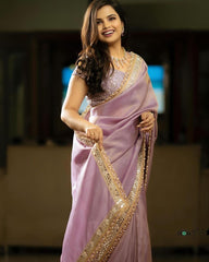 Designer Purple Color Sequence Saree