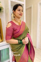 Fashionable Green Color Jacquard Silk Saree