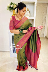 Fashionable Green Color Jacquard Silk Saree