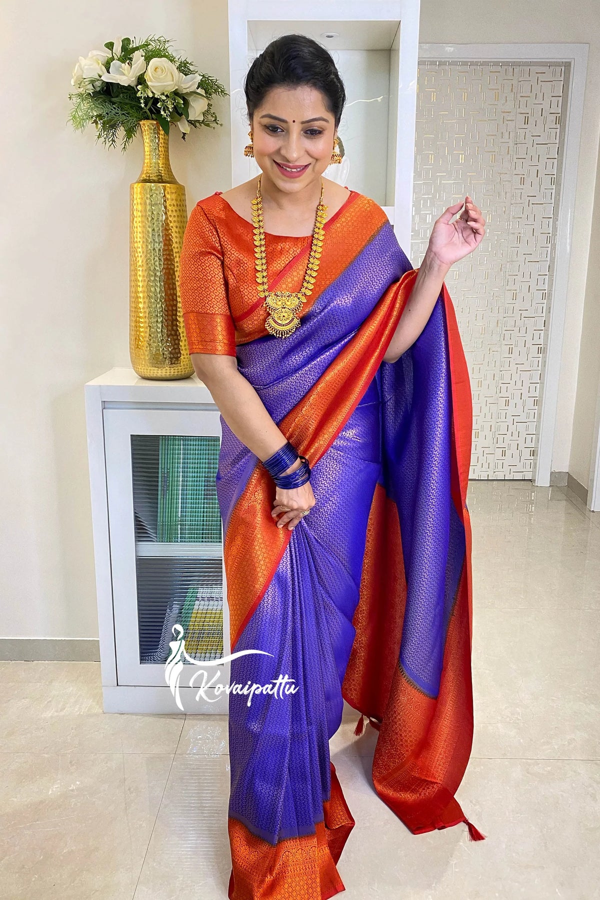 Fashionable Royal Blue Color Jacquard Silk Saree