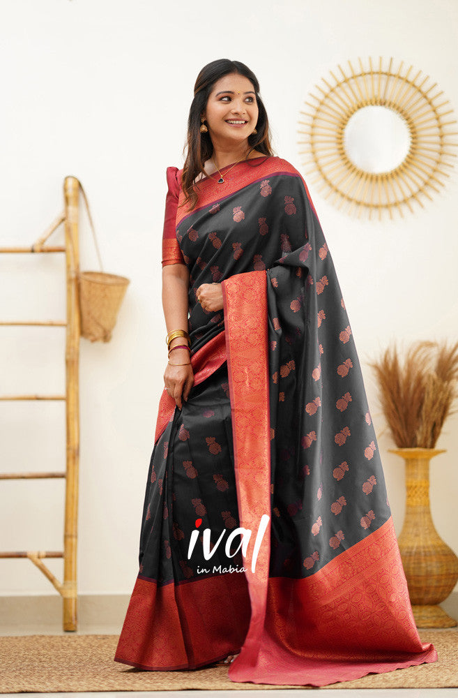 Traditional Wear Black Color Silk Saree