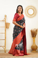 Traditional Wear Black Color Silk Saree