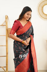 Traditional Wear Black Color Silk Saree