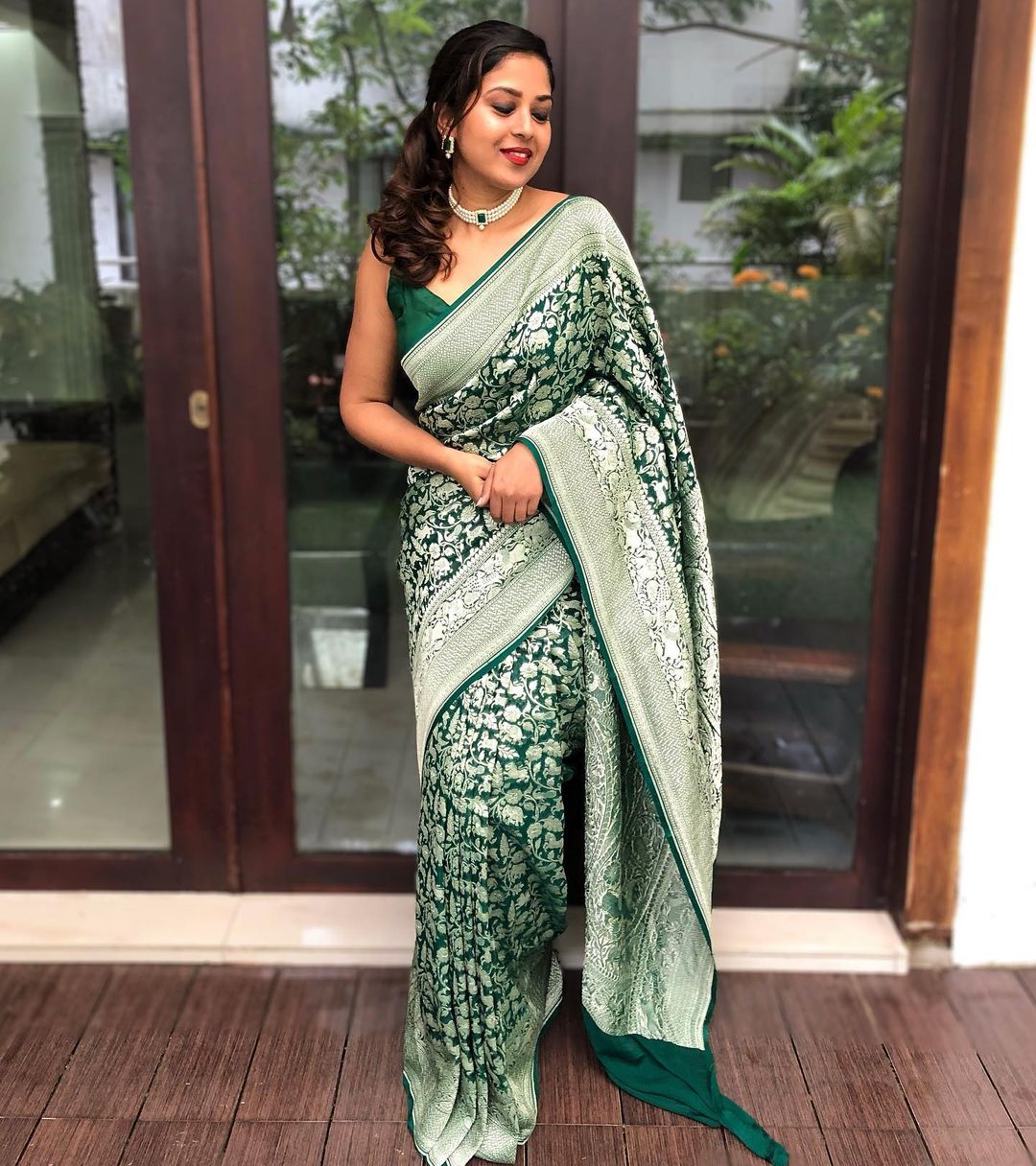 Festive Wear Zari Weaving Green Color Silk Saree