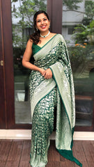 Festive Wear Zari Weaving Green Color Silk Saree