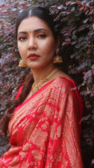 Flattering  Zari Weaving Red Color Silk Saree