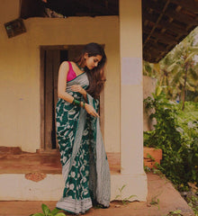 Admiring Zari Weaving Green Color Silk Saree