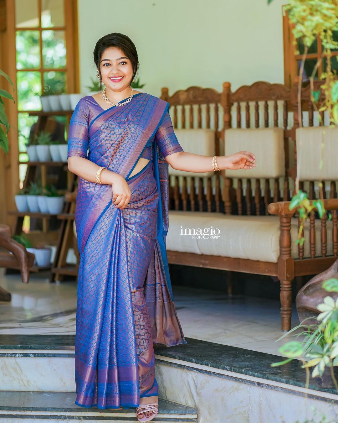 Outstanding Blue Color Jacquard Work Silk Saree