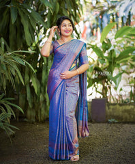 Outstanding Blue Color Jacquard Work Silk Saree