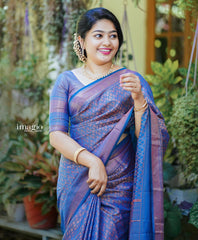 Outstanding Blue Color Jacquard Work Silk Saree