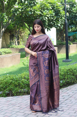 Good Looking Purple Color Jacquard Work Silk Saree