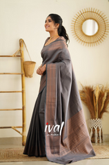 Engagement Wear Grey Color Jacquard Silk Saree