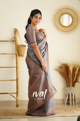 Engagement Wear Grey Color Jacquard Silk Saree