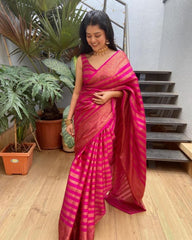 Function Wear Pink Color Jacquard Silk Saree