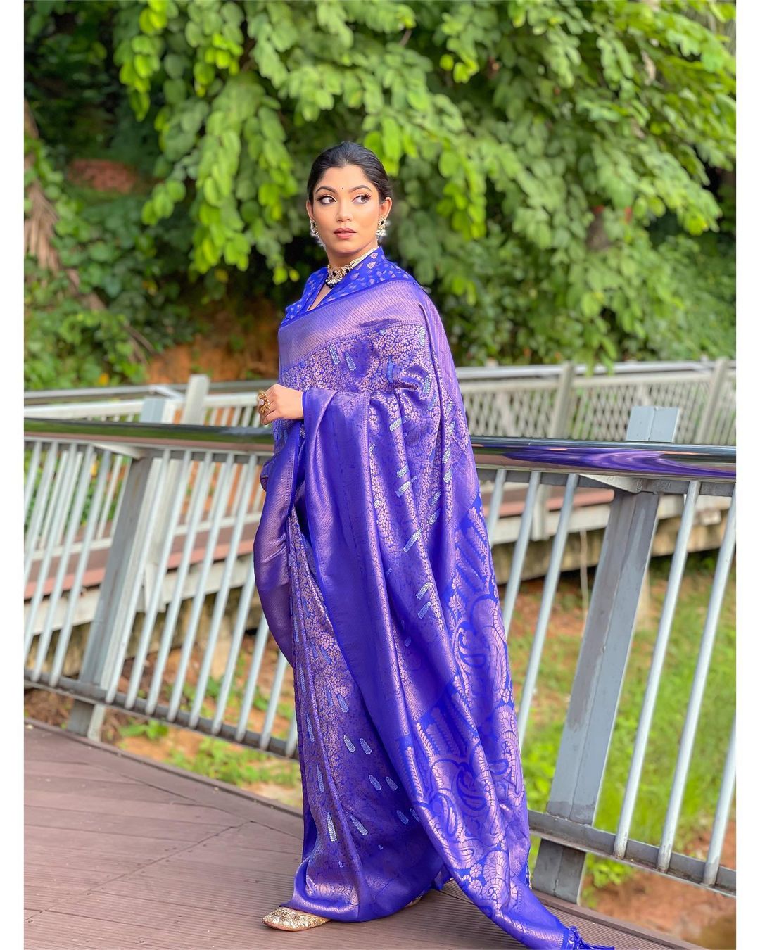 Trendy Zari Weaving Blue Color Silk Saree