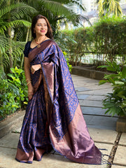 Engagement Wear  Blue Color Jacquard Silk Saree