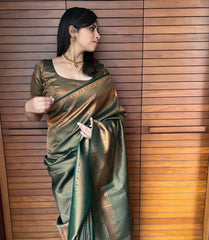 Function Wear Green Color Jacquard Work Silk Saree