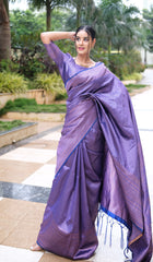 Outstanding Jacquard Blue Color Soft Silk Saree