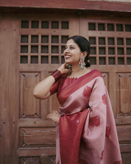 Opulent Jacquard  Baby Pink Color Silk Saree