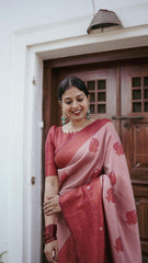 Opulent Jacquard  Baby Pink Color Silk Saree