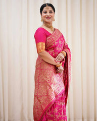 Demanding Pink Color Jacquard Silk Saree